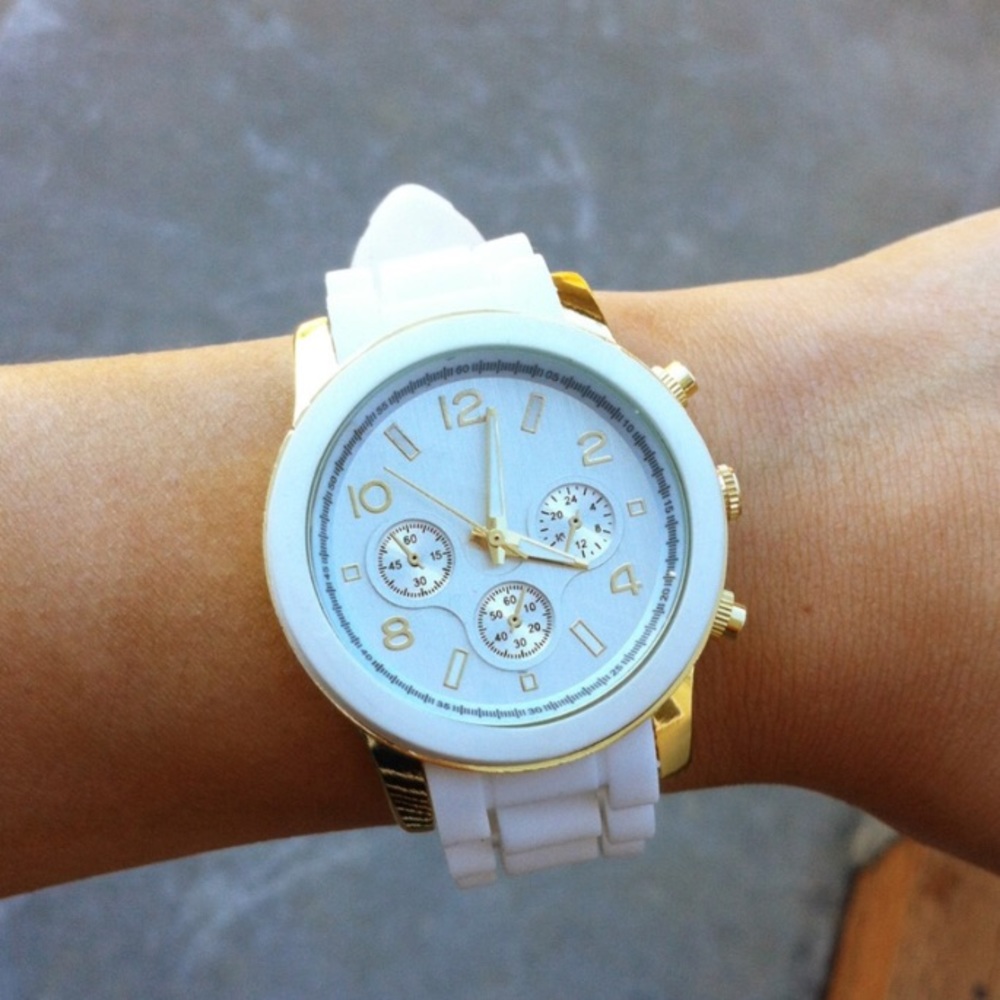 🌟White and Gold Watch Rubber Band🌟 T&J Designs - Picture 1 of 3